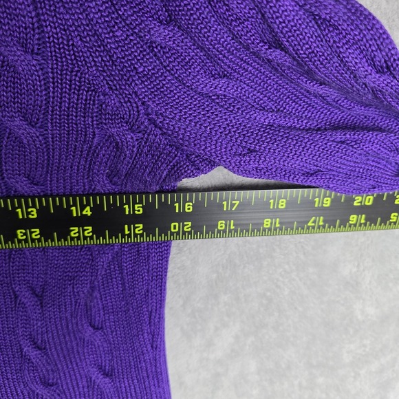 Lauren Ralph Lauren Womens Purple Cable-Knit V-Neck Sweater Size Petite Medium - Picture 6 of 8